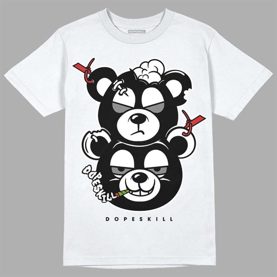 Jordan 1 High OG “Black/White” DopeSkill T-Shirt New Double Bear Graphic Streetwear - White