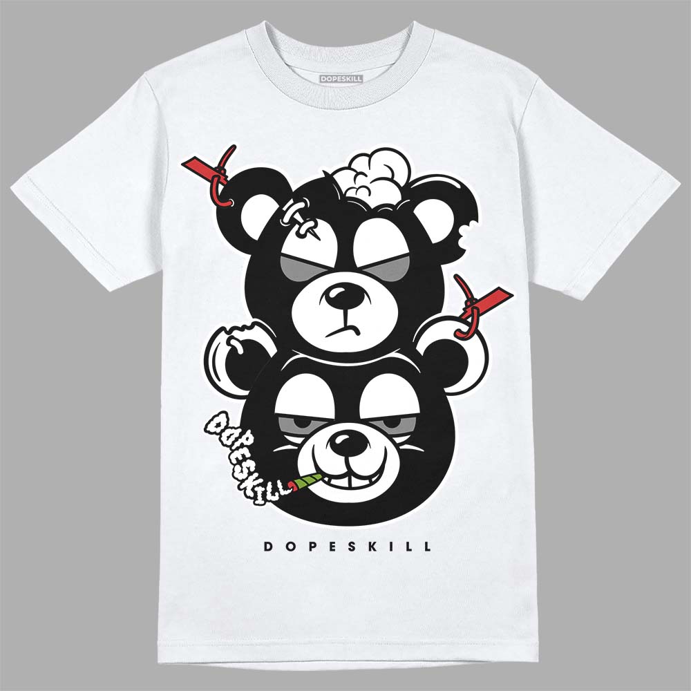 Jordan 1 High OG “Black/White” DopeSkill T-Shirt New Double Bear Graphic Streetwear - White