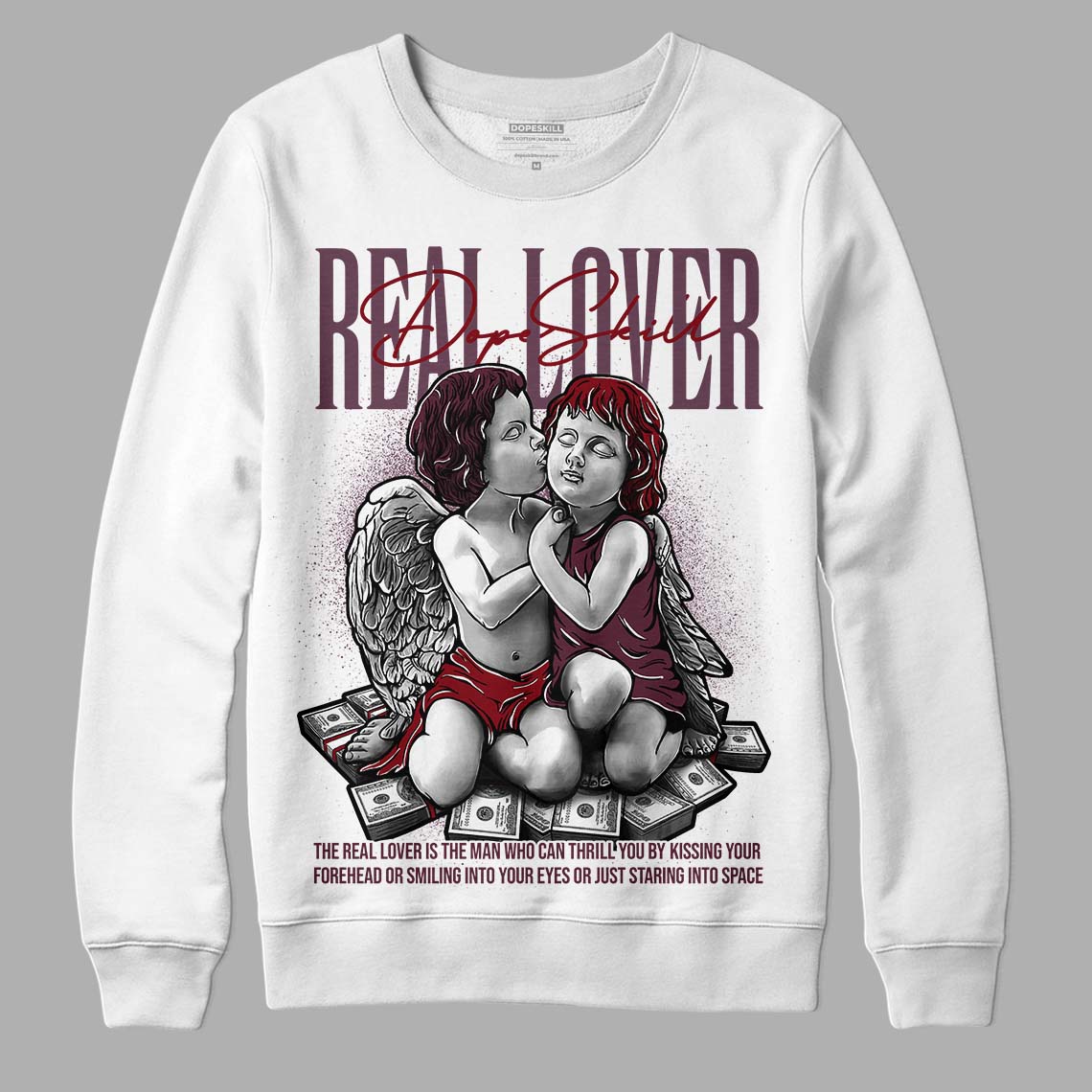 Jordan 5 Retro Burgundy (2023) DopeSkill Sweatshirt Real Lover Graphic Streetwear - White