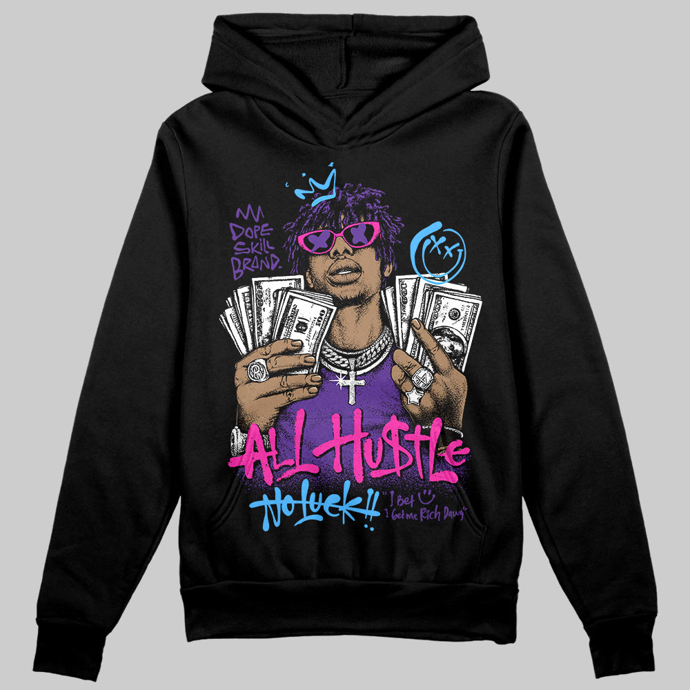 PURPLE Sneakers DopeSkill Hoodie All Hustle No Luck Graphic Streetwear - black