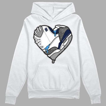 Jordan 3 "Midnight Navy" DopeSkill Hoodie Sweatshirt Heart Jordan 3 Graphic Streetwear - White