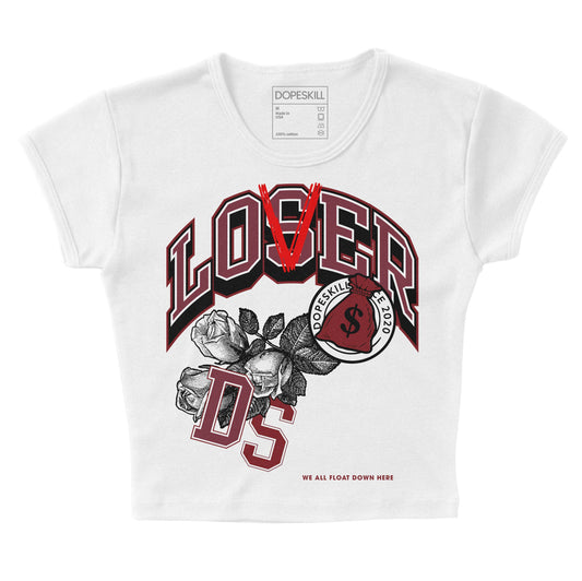 Jordan 1 Retro High OG “Team Red” DopeSkill Women's Crop Top Loser Lover Graphic Streetwear - White