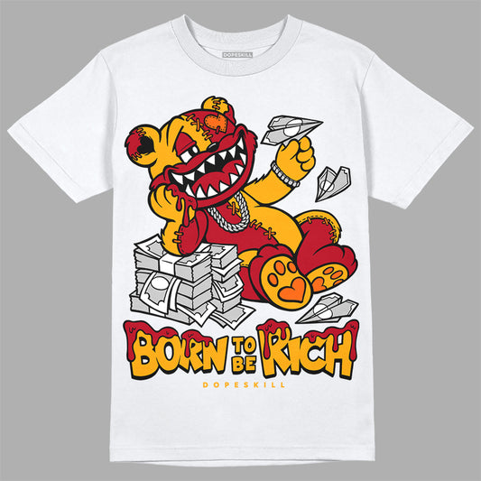 Jordan 7 Citrus DopeSkill T-Shirt Born To Be Rich Graphic Streetwear - White 