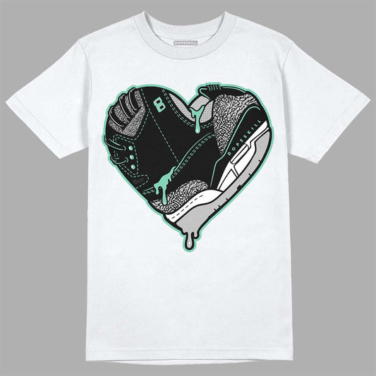 Jordan 3 "Green Glow" DopeSkill T-Shirt Heart Jordan 3 Graphic Streetwear - White 