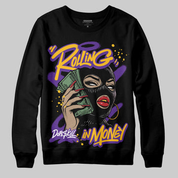 PURPLE Sneakers DopeSkill Sweatshirt Rolling in Money Graphic Streetwear - Black