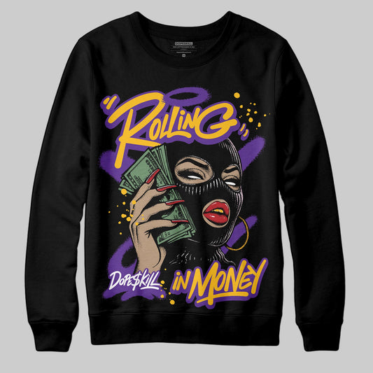 PURPLE Sneakers DopeSkill Sweatshirt Rolling in Money Graphic Streetwear - Black