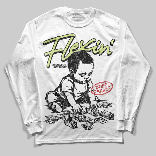 Jordan 5 “Luminous Green” DopeSkill Long Sleeve T-Shirt Flexin' Graphic Streetwear - White