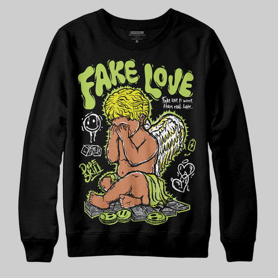 Jordan 13 Retro Bright Cactus DopeSkill Sweatshirt False Love Graphic Streetwear - Black