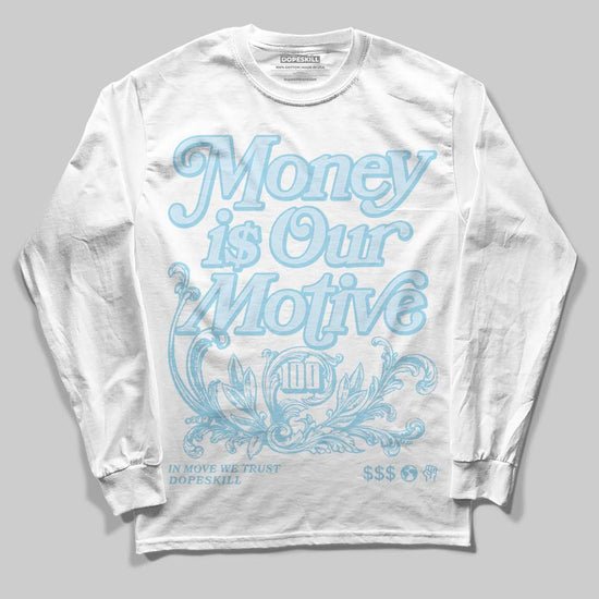 Vans Knu Stack Vintage Satin Dream Blue DopeSkill Long Sleeve T-Shirt Money Is Our Motive Typo Graphic Streetwear - White