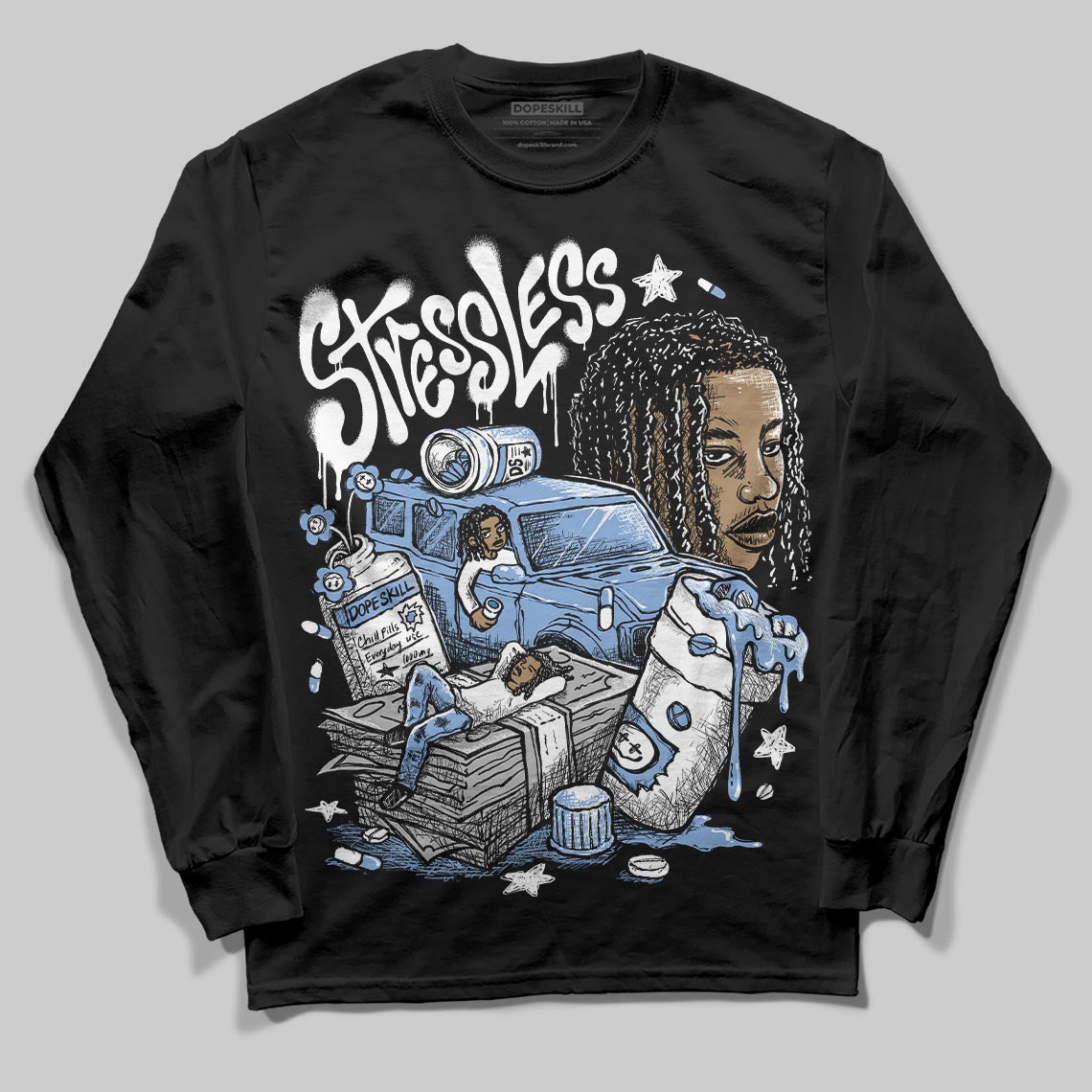 Jordan 4 WMNS 'Forget Me Not' DopeSkill Long Sleeve T-Shirt Stressless Graphic Streetwear - Black