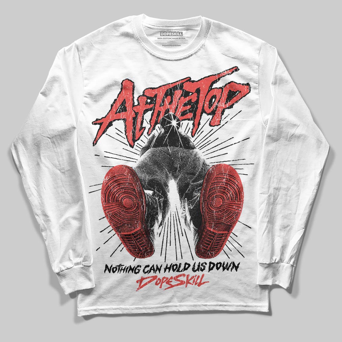 Red Sneakers DopeSkill Long Sleeve T-Shirt Nothing Can Hold US Down Graphic Streetwear - White