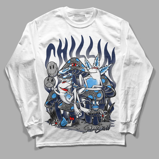 Jordan 3 "Midnight Navy" DopeSkill Long Sleeve T-Shirt Chillin Graphic Streetwear - White