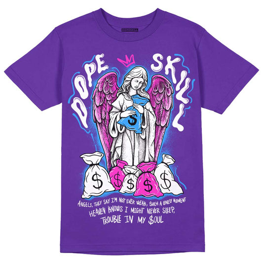 Dunk Low Championship Court Purple DopeSkill Purple T-shirt Angels Graphic Streetwear