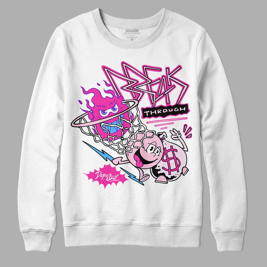 Pink Sneakers DopeSkill Sweatshirt Break Through Graphic Streetwear - White