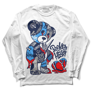 Jordan Spiz’ike Low “White/Obsidian” DopeSkill Long Sleeve T-Shirt Broken Heart Graphic Streetwear - WHite