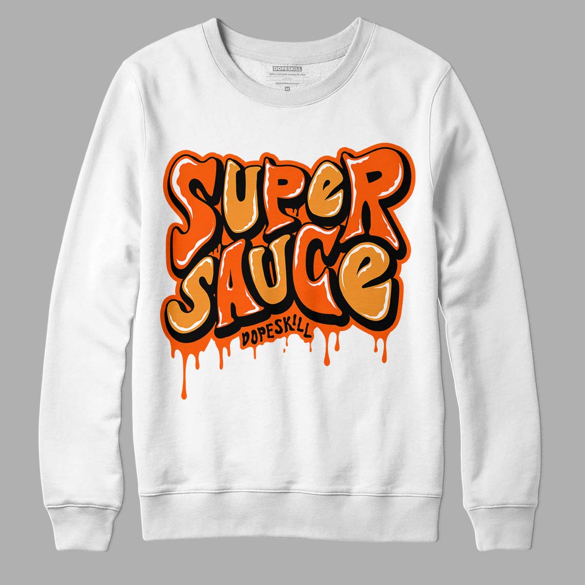 Jordan 12 Retro Brilliant Orange DopeSkill Sweatshirt Super Sauce Graphic Streetwear - White