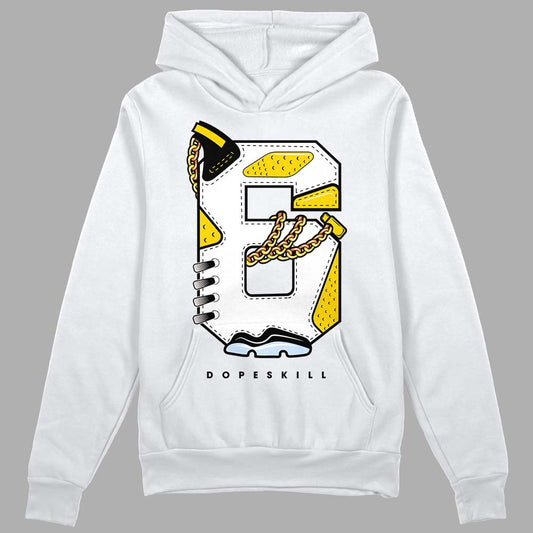 Jordan 6 “Yellow Ochre” DopeSkill Hoodie Sweatshirt No.6 Graphic Streetwear - White