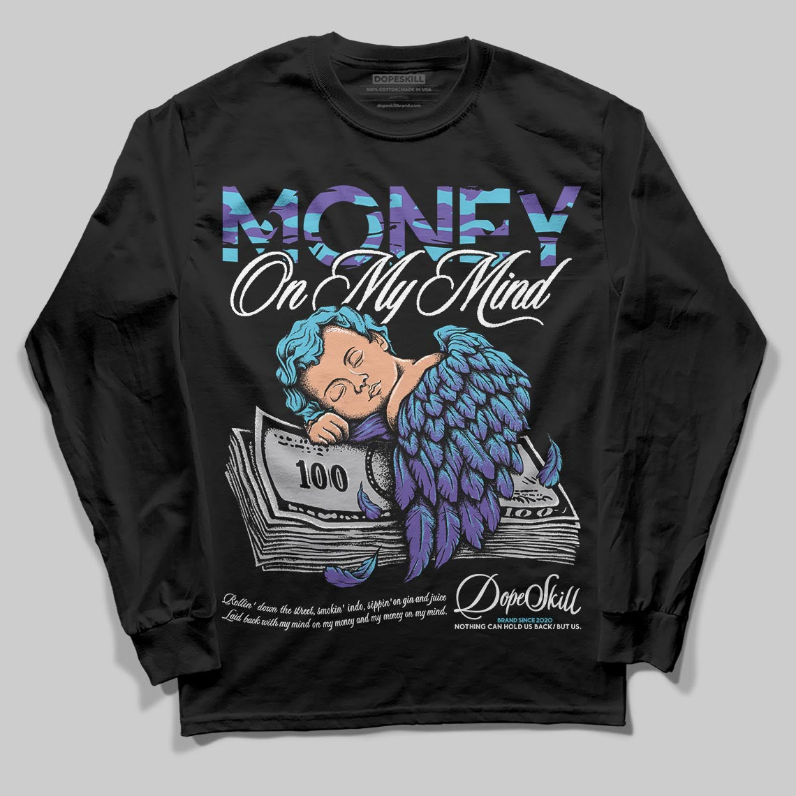Jordan 8 Retro 'Aqua' 2025 DopeSkill Long Sleeve T-Shirt MOMM Graphic Streetwear - Black