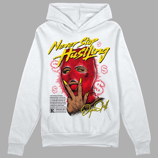 Jordan 4 Red Thunder  DopeSkill Hoodie Sweatshirt Never Stop Hustling Graphic Streetwear - White 