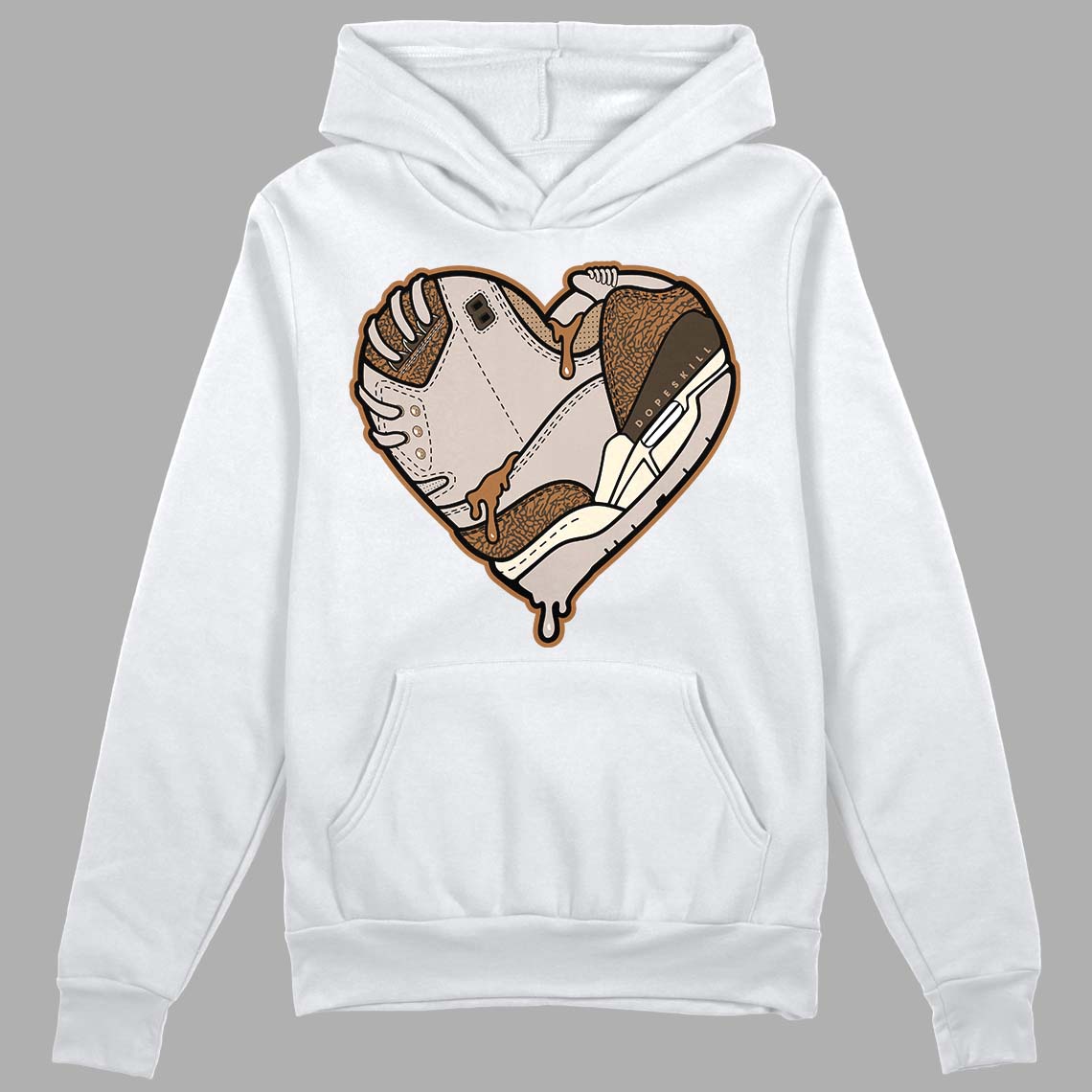 Jordan 3 Retro Palomino DopeSkill Hoodie Sweatshirt Heart Jordan 3 Graphic Streetwear - White 