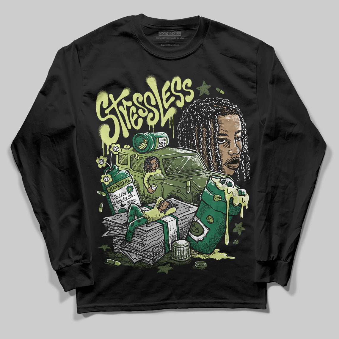 Foamposite Pro 'Pine Green' DopeSkill Long Sleeve T-Shirt Stressless Graphic Streetwear - Black