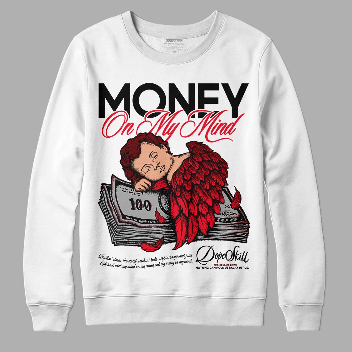 Jordan 4 Red Thunder DopeSkill Sweatshirt MOMM Graphic Streetwear - White