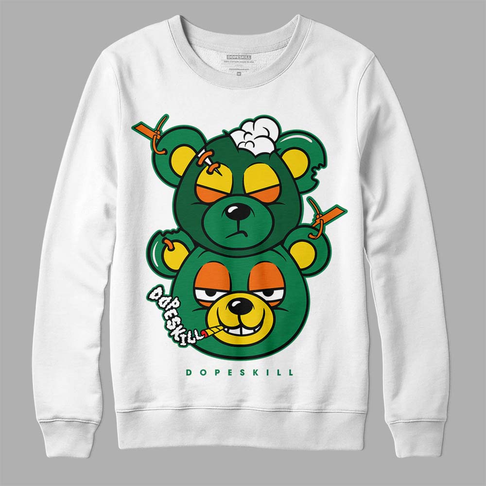 Green Sneakers DopeSkill Sweatshirt New Double Bear Graphic Streetwear - White 