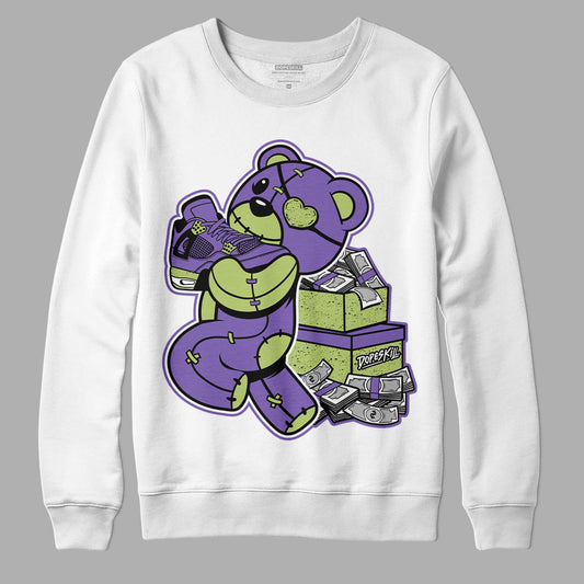 Jordan 4 Canyon Purple DopeSkill Sweatshirt Bear Steals Sneaker Graphic Streetwear - White 