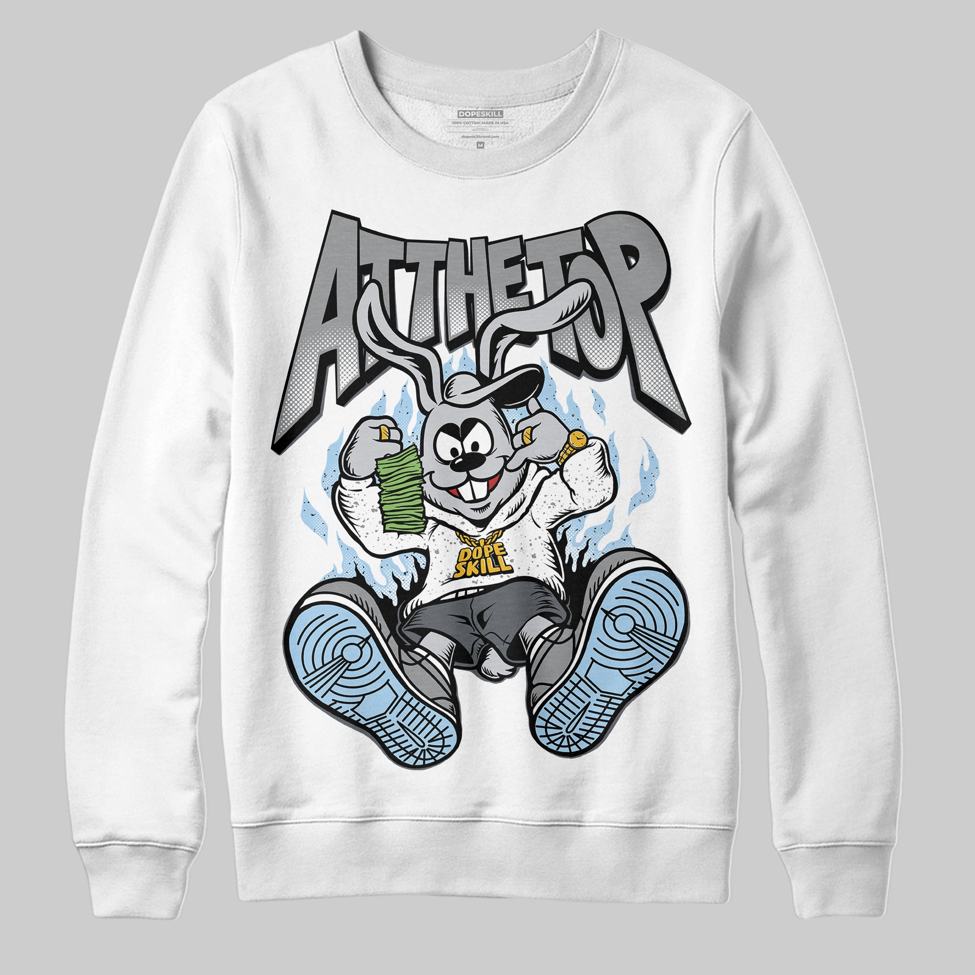 Jordan 5 Retro Wolf Grey (2026) DopeSkill Sweatshirt At The Top Graphic Streetwear - White 