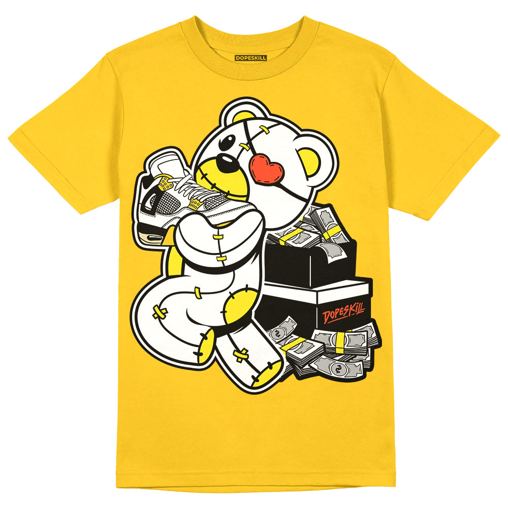 Jordan 4 Retro “Vivid Sulfur” DopeSkill Yellow T-shirt Bear Steals Sneaker Graphic Streetwear 