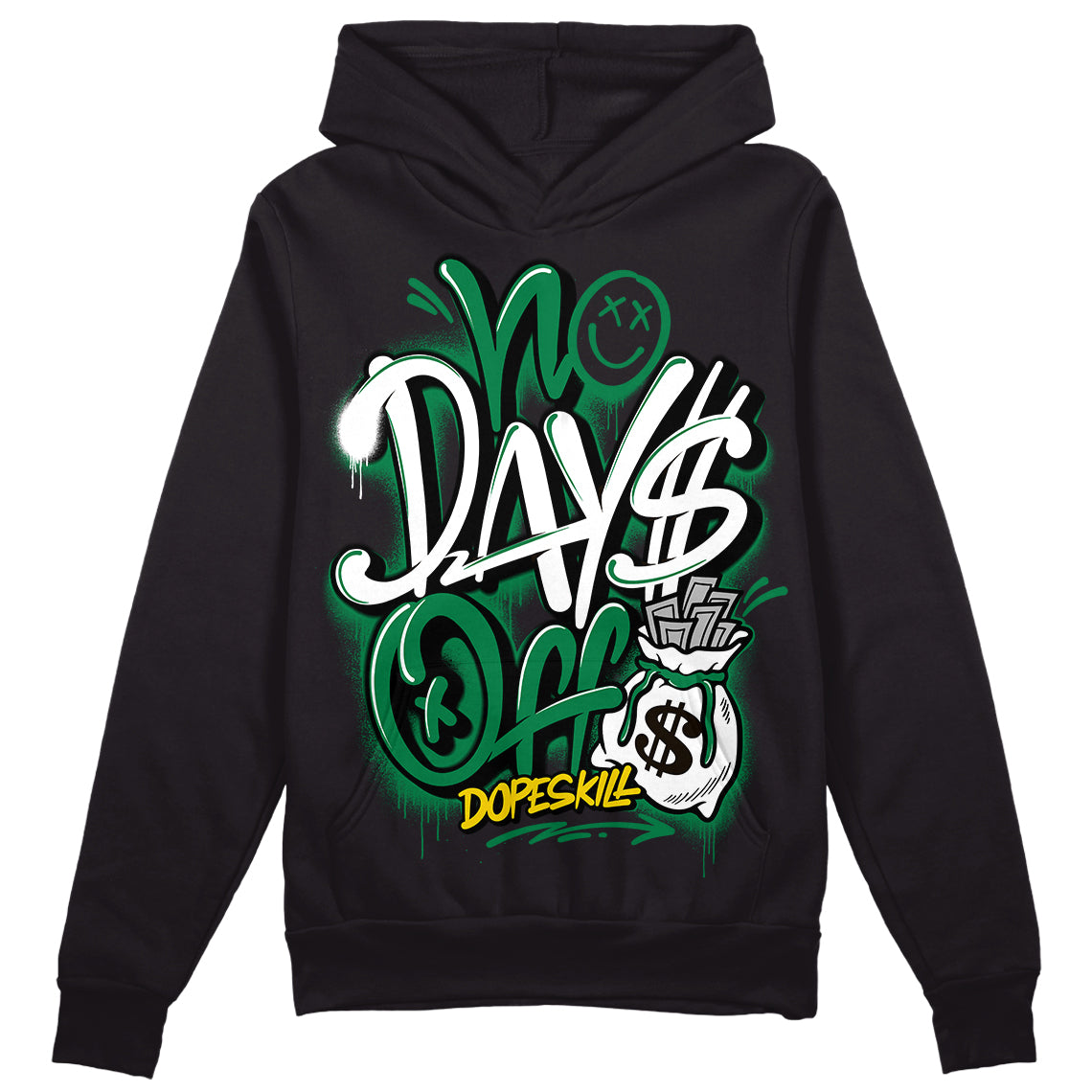 Jordan 5 “Lucky Green” DopeSkill Hoodie Sweatshirt No Days Off Graphic Streetwear - Black