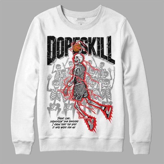 Jordan Spizike Low Bred DopeSkill Sweatshirt Thunder Dunk Graphic Streetwear - White 