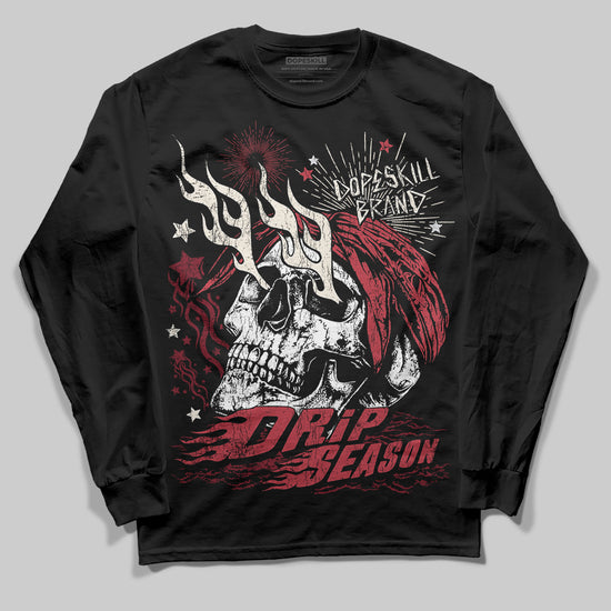 Jordan 4 “Sierra Red" DopeSkill Long Sleeve T-Shirt Drip Season Graphic Streetwear - Black