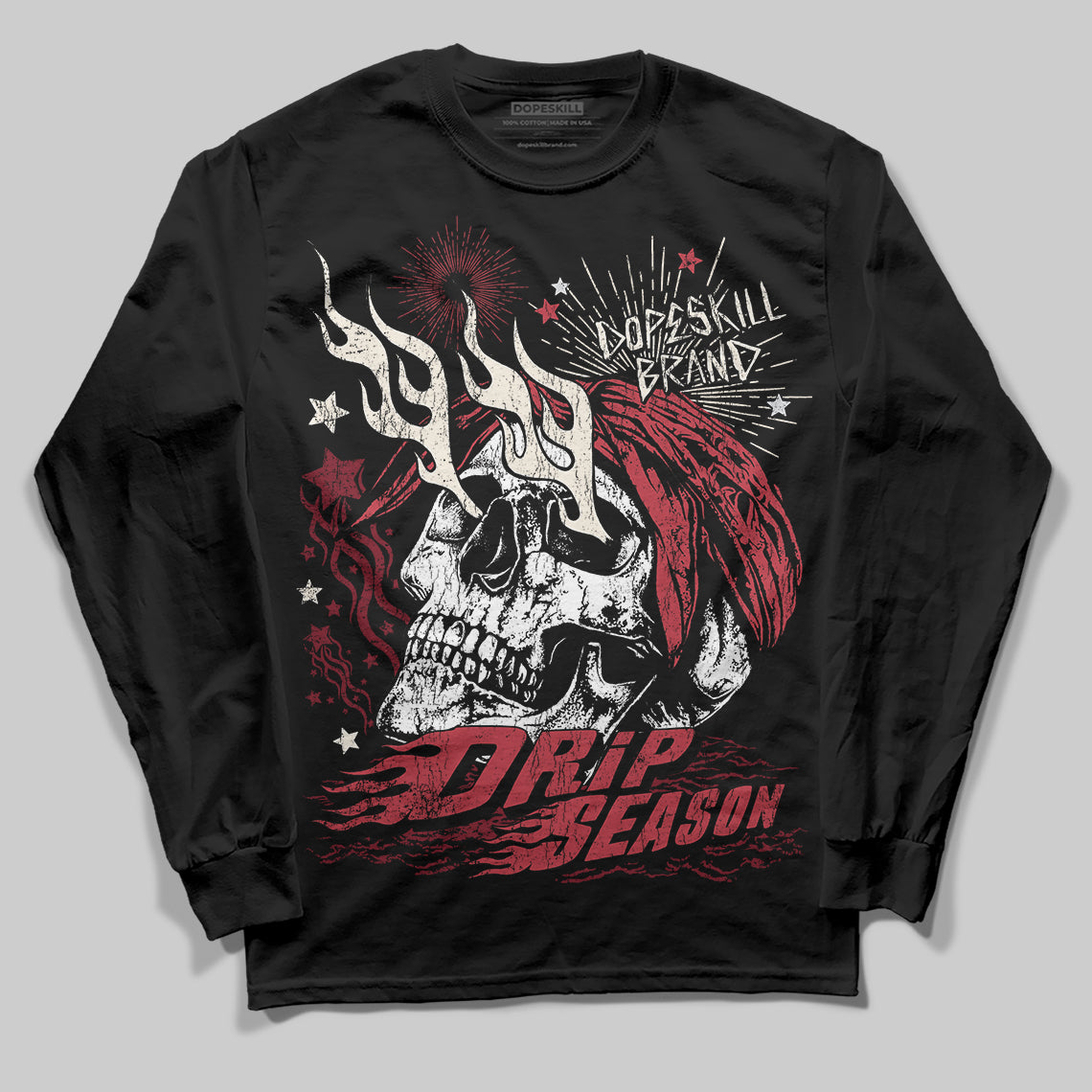 Jordan 4 “Sierra Red" DopeSkill Long Sleeve T-Shirt Drip Season Graphic Streetwear - Black