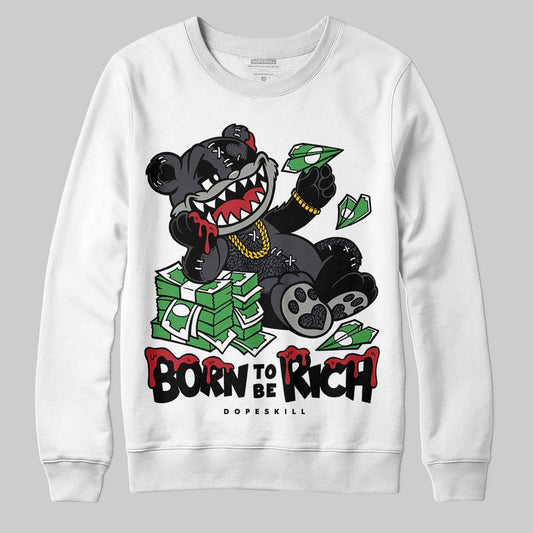 Jordan 3 Retro Black Cat DopeSkill Sweatshirt Born To Be Rich Graphic Streetwear - White