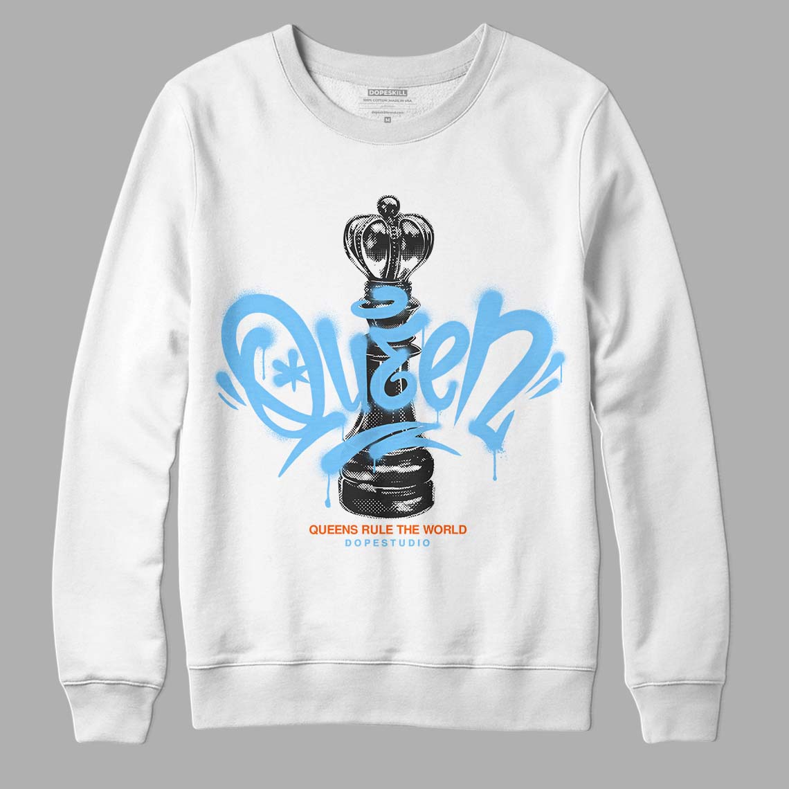 Dunk Low Futura University Blue DopeSkill Sweatshirt Queen Chess Graphic Streetwear - White