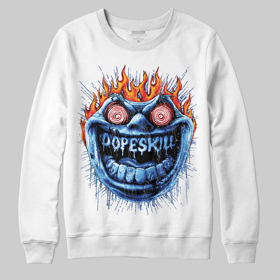 Royal Blue Sneakers DopeSkill Sweatshirt Hellfire Graphic Streetwear - White