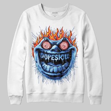 Royal Blue Sneakers DopeSkill Sweatshirt Hellfire Graphic Streetwear - White