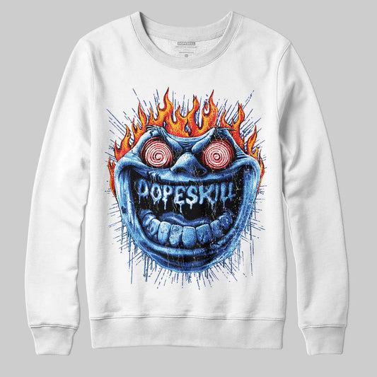 Royal Blue Sneakers DopeSkill Sweatshirt Hellfire Graphic Streetwear - White