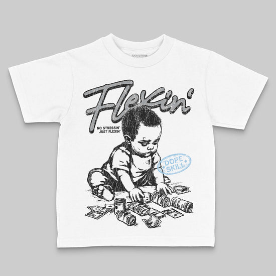 Jordan 5 Retro Wolf Grey (2026) DopeSkill Toddler Kids T-shirt Flexin' Graphic Streetwear - White 
