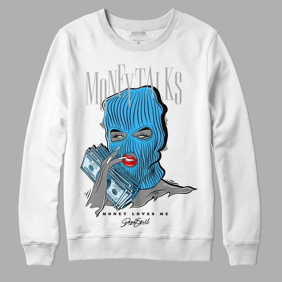 Jordan 2 Low "University Blue" DopeSkill Sweatshirt Money Talks Graphic Streetwear - White