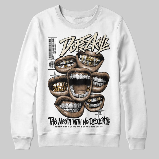 Jordan 5 Retro Reverse Metallic DopeSkill Sweatshirt The Mouth With No Droughts Graphic Streetwear - White