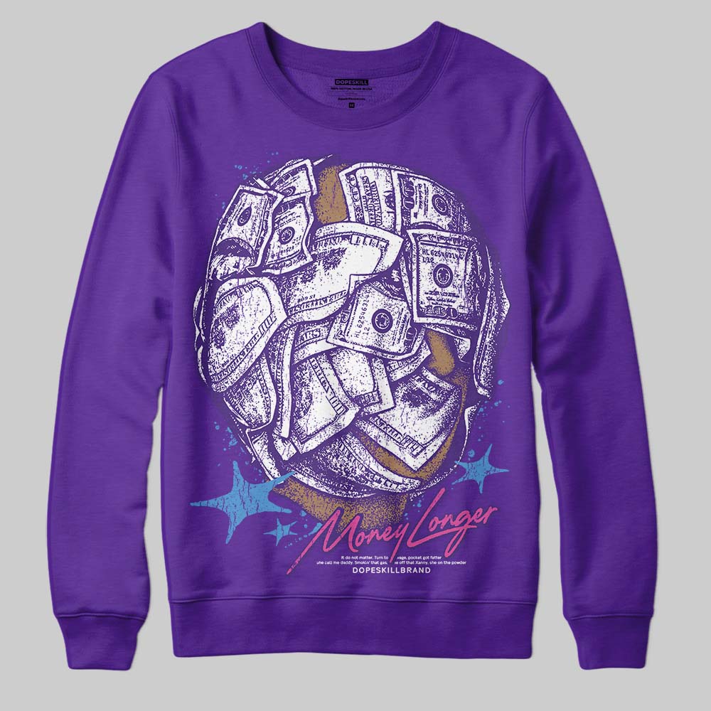 PURPLE Sneakers DopeSkill Sweatshirt Money Longer Graphic Streetwear - Purple 