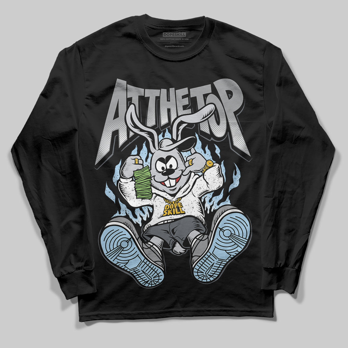 Jordan 5 Retro Wolf Grey (2026) DopeSkill Long Sleeve T-Shirt At The Top Graphic Streetwear - Black