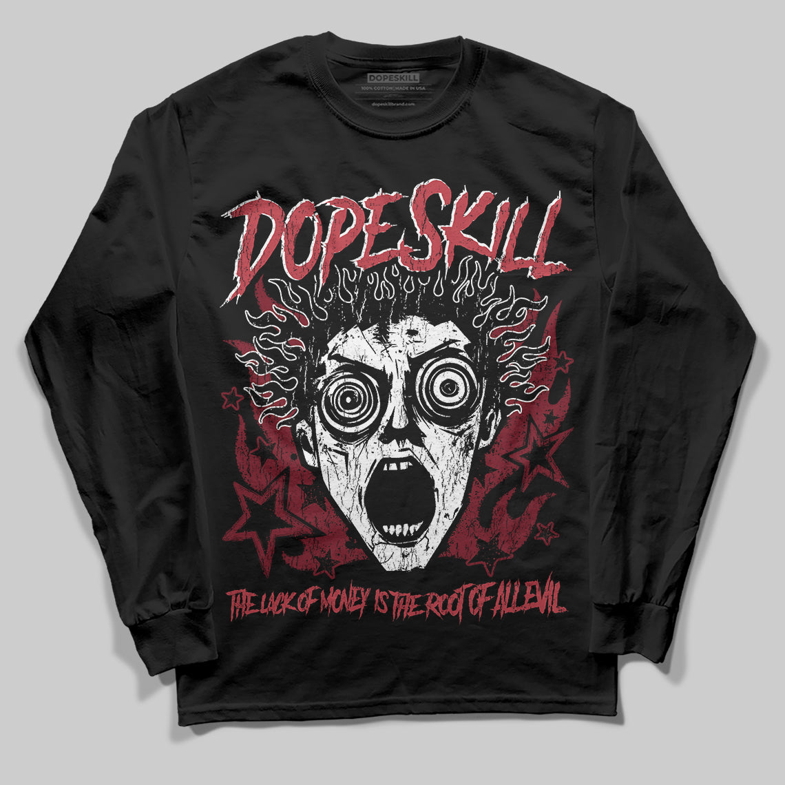 Jordan 4 “Sierra Red" DopeSkill Long Sleeve T-Shirt Root of Evil Graphic Streetwear - Black