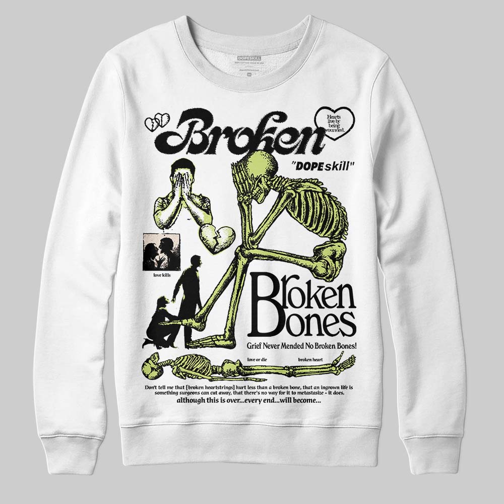 Jordan 5 “Luminous Green” DopeSkill Sweatshirt Broken Bones Graphic Streetwear - White