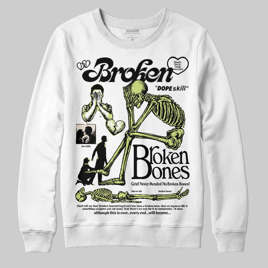 Jordan 5 “Luminous Green” DopeSkill Sweatshirt Broken Bones Graphic Streetwear - White