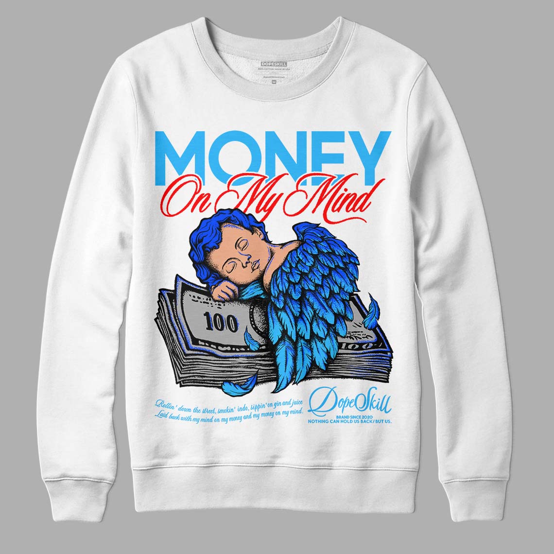 Jordan 2 Low "University Blue" DopeSkill Sweatshirt MOMM Graphic Streetwear - White 