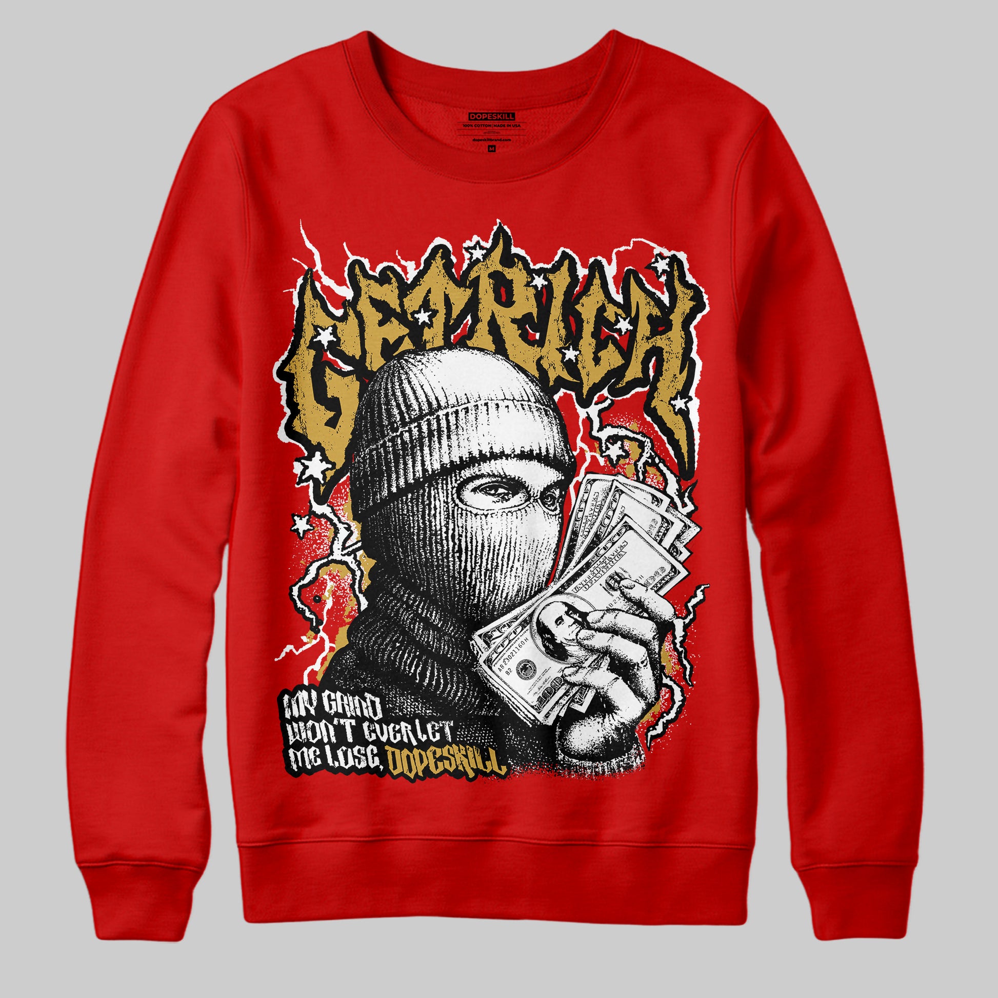 Red Sneakers DopeSkill Sweatshirt New Get Rich Graphic Streetwear - Red