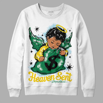 Jordan 5 “Lucky Green” DopeSkill Sweatshirt Heaven Sent Graphic Streetwear - White